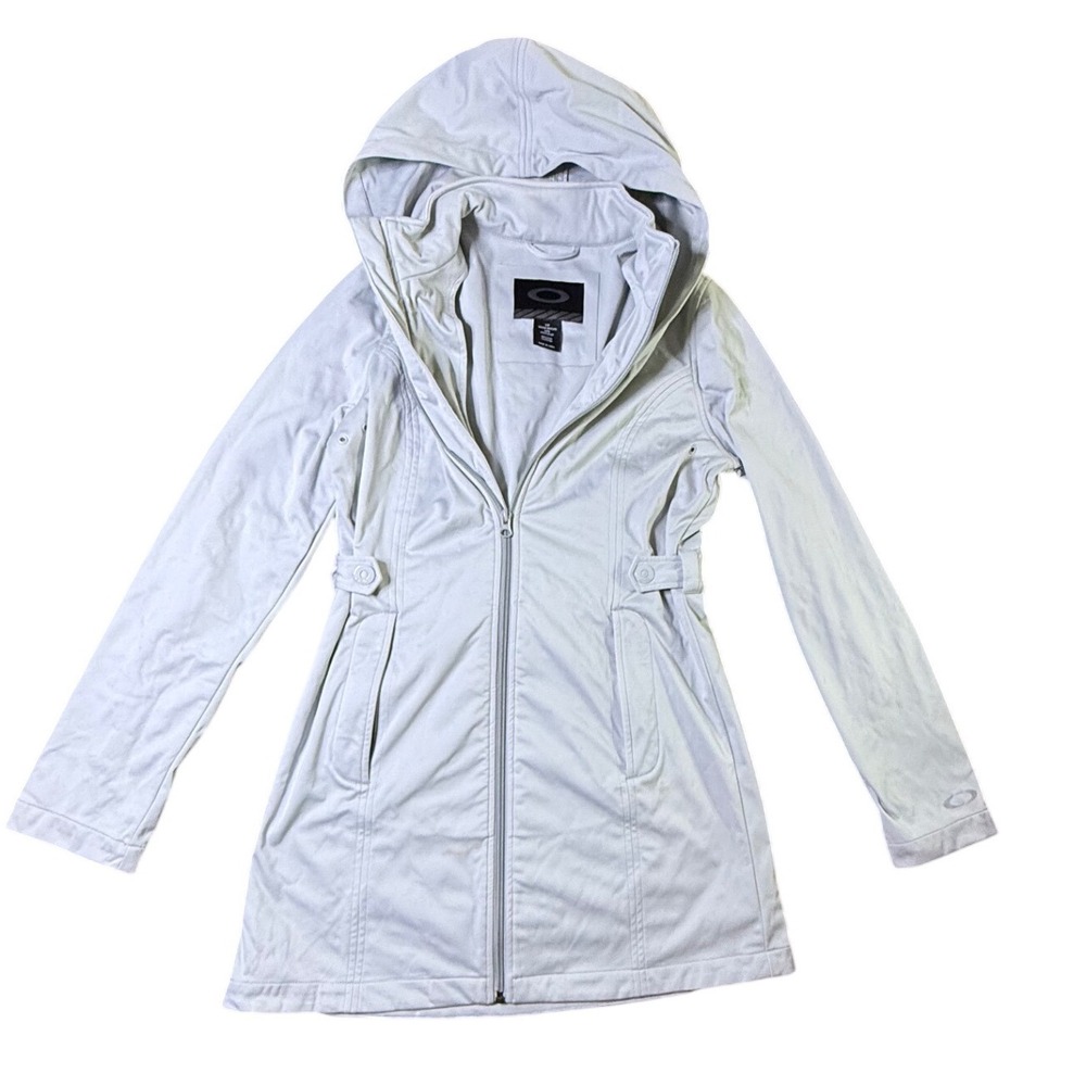 Oakley Light Gray Hooded Zip Up Jacket Athletic Casual Womens Size S P